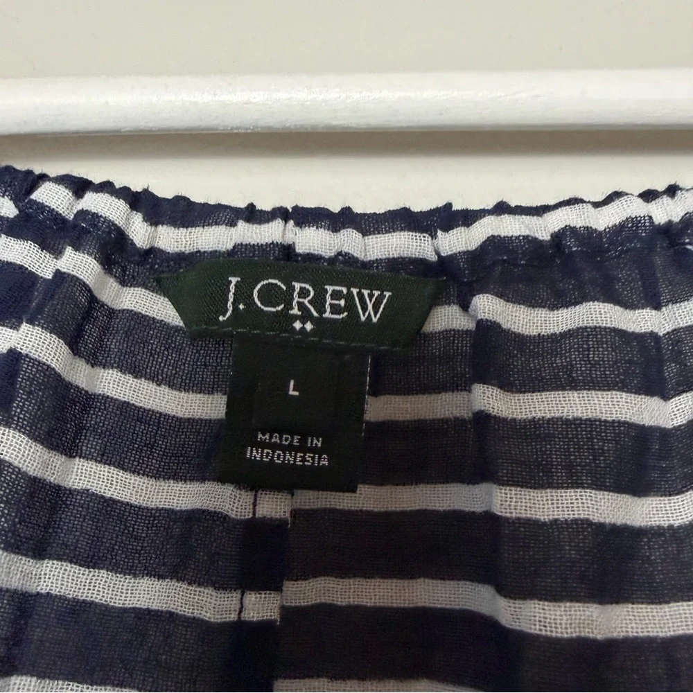 J.‎ Crew Navy Striped Sheer Boat Neck Three Quarter Sleeve Top Women's Large